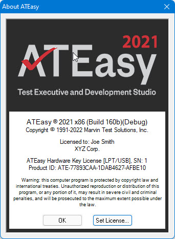 ATEasy Hardware License Token Installed